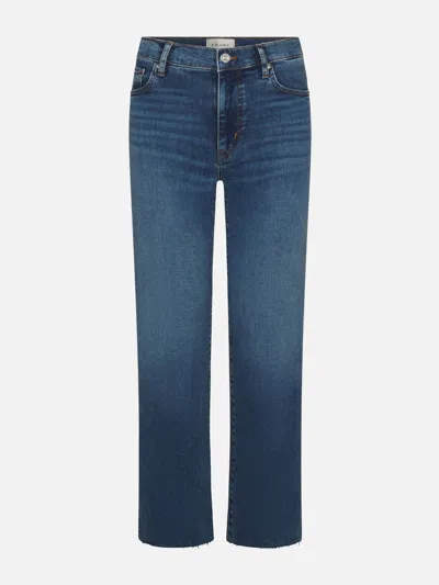 Frame Stretch Denim Straight Leg Five Pocket Jeans In Blue