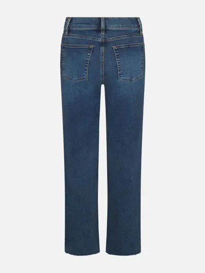 Frame Stretch Denim Straight Leg Five Pocket Jeans In Blue