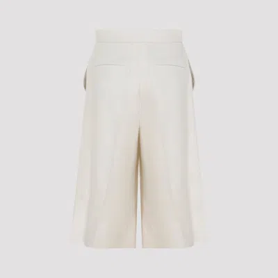 Max Mara Beige Linen Twill Mxmkaki Bermuda Shorts In White
