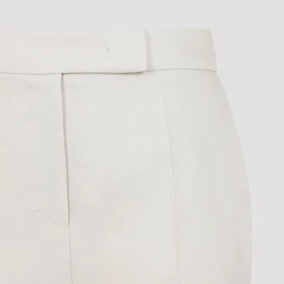 Max Mara Beige Linen Twill Mxmkaki Bermuda Shorts In White