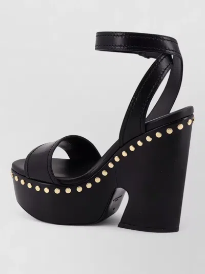Givenchy Clog Platform Sandals In Leather With Studs Detail In Black