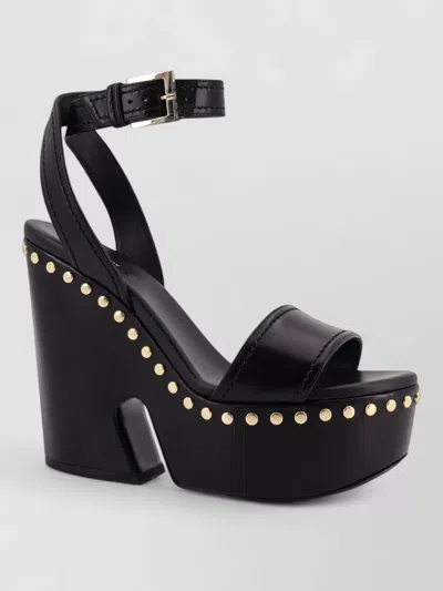 Givenchy Clog Platform Sandals In Leather With Studs Detail In Black