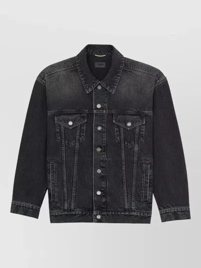 Saint Laurent Oversized 70s-inspired Statement Jacket In Blue