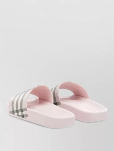 Burberry Check Pattern Slide Sandal Open Toe In Multi