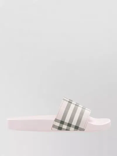 Burberry Check Pattern Slide Sandal Open Toe In Multi