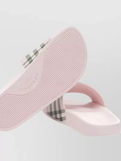 Burberry Check Pattern Slide Sandal Open Toe In Multi