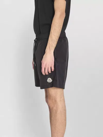 Moncler Logo Patch Detail Elastic Waist Swim Shorts In Black