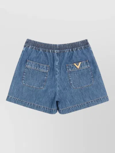 Valentino Denim Chambray Shorts Woman Blue 40 In Blue