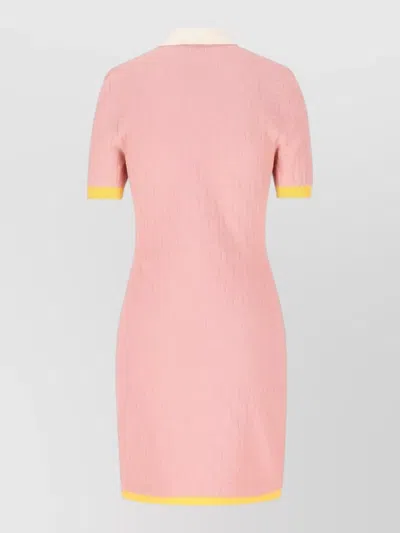 Fendi Women Cotton And Silk Blend Short Dress With All-over Ff Motif In Pink
