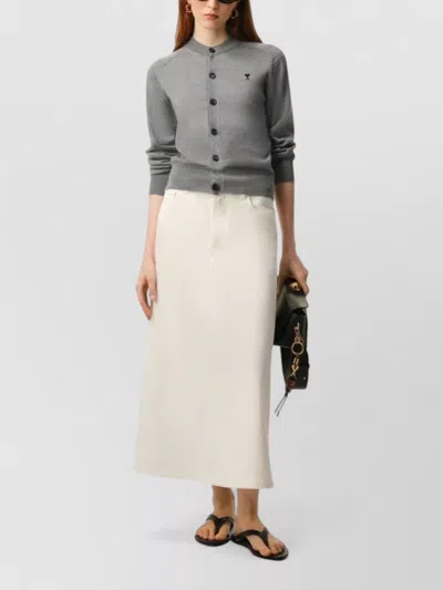 Ami Alexandre Mattiussi Grey Wool Crewneck Ami De Coeur Cardigan Grey In Gray