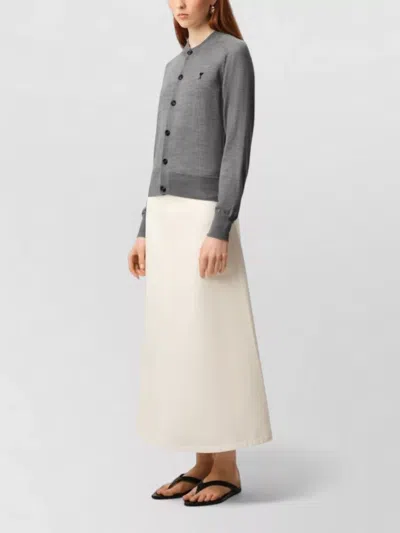 Ami Alexandre Mattiussi Grey Wool Crewneck Ami De Coeur Cardigan Grey In Gray