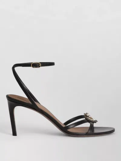 Dolce & Gabbana Sandals Thin Straps Stiletto Heel Heart In Black