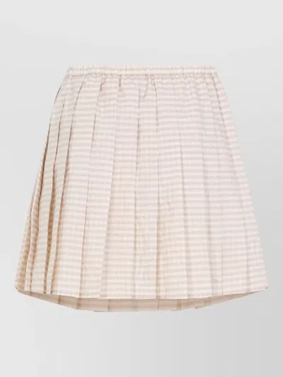 Moncler Checked Pleated Mid Rise Cotton Polyester Skirt In Pattern