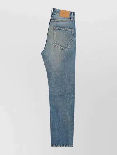 Saint Laurent 90s Slim Ankle Trousers Belt Loops In Blue