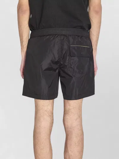 Moncler Logo Patch Detail Elastic Waist Swim Shorts In Black