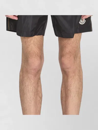 Moncler Logo Patch Detail Elastic Waist Swim Shorts In Black