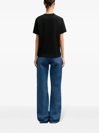 Ami Alexandre Mattiussi Ami Paris Men Black T-shirt With Ami De Coeur Embroidery On The Front In Cotton Man