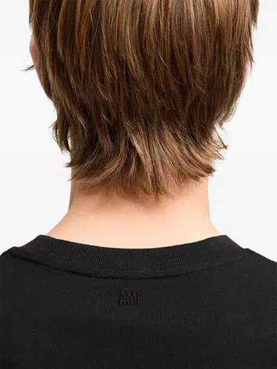 Ami Alexandre Mattiussi Ami Paris Men Black T-shirt With Ami De Coeur Embroidery On The Front In Cotton Man