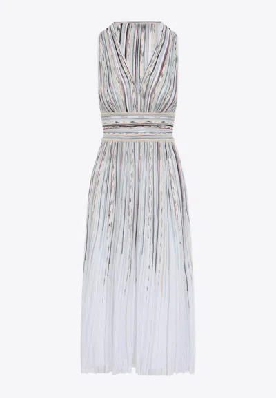 Missoni Striped Knit Midi Dress Empire Waist In Multi
