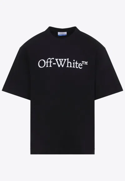 Off-white Black Oversized T-shirt With Contrasting Logo Lettering Print In Cotton Man
