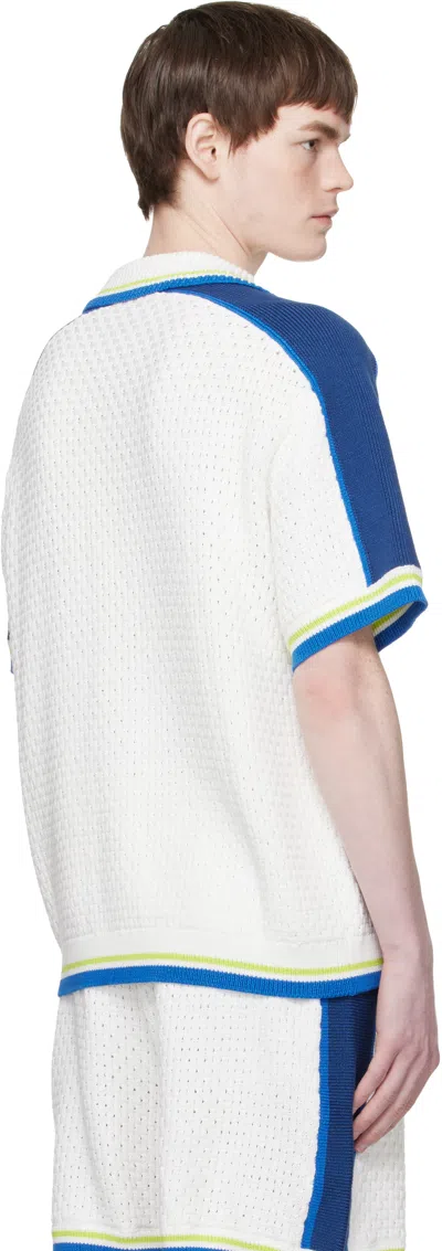 Casablanca Contrasting Trims Chest Pocket Logo-embroidered Short-sleeve Button-up Shirt In White