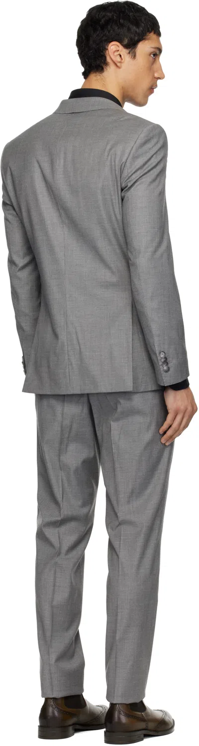 Hugo Boss Houndstooth Long-sleeved Suit In Gray