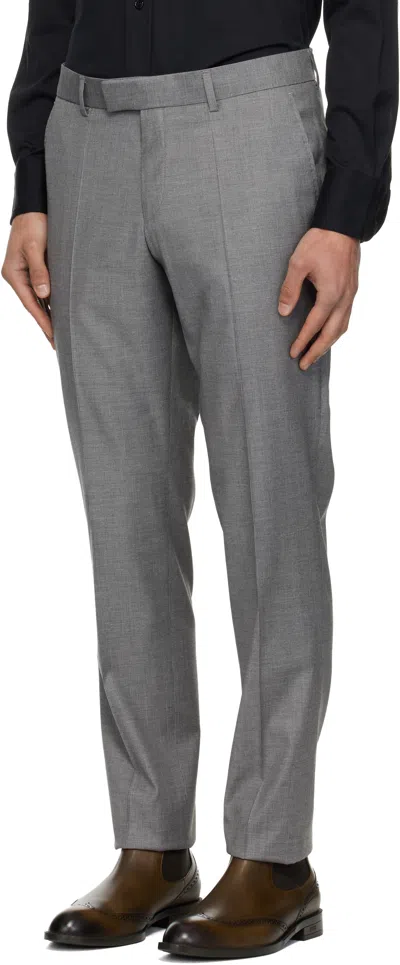 Hugo Boss Houndstooth Long-sleeved Suit In Gray
