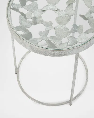 Neiman Marcus Butterfly Side Table In Silver