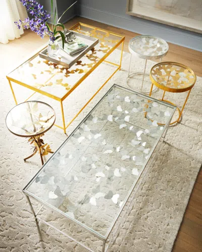 Neiman Marcus Butterfly Side Table In Silver