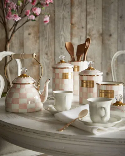 Mackenzie-childs Mackenzie Childs Rosy Check Enameled Steel Small Canister In Neutral