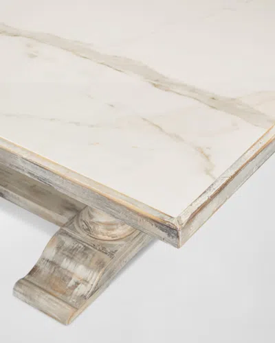 Sarreid Rectangular Faux Marble Dining Table In Gray