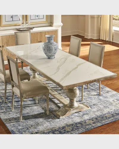 Sarreid Rectangular Faux Marble Dining Table In Gray