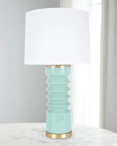 Old World Design Lennon Celadon Ceramic Table Lamp In Blue