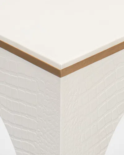 Sarreid Croco-embossed Leather Stool In White