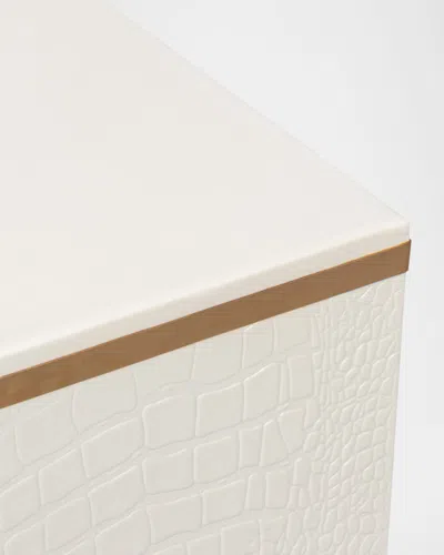 Sarreid Croco-embossed Leather Stool In White