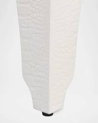 Sarreid Croco-embossed Leather Stool In White
