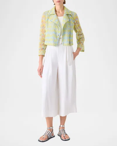 Akris Punto Scribble Dot Cropped Biker Jacket In Multi