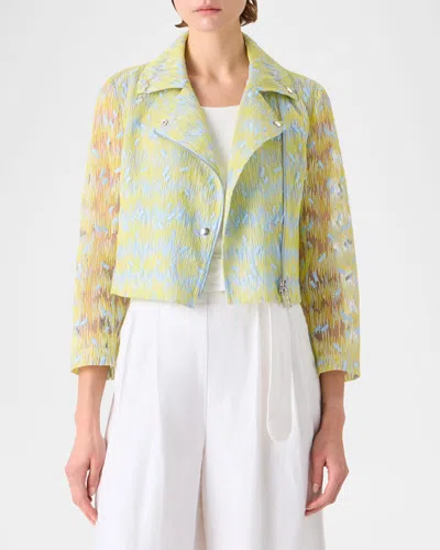 Akris Punto Scribble Dot Cropped Biker Jacket In Multi
