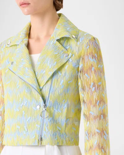 Akris Punto Scribble Dot Cropped Biker Jacket In Multi