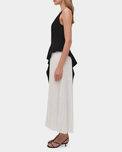 Simkhai Zayla Black And White Dress With Pleated Skirt And Squared Neckline In Tech Fabric Woman
