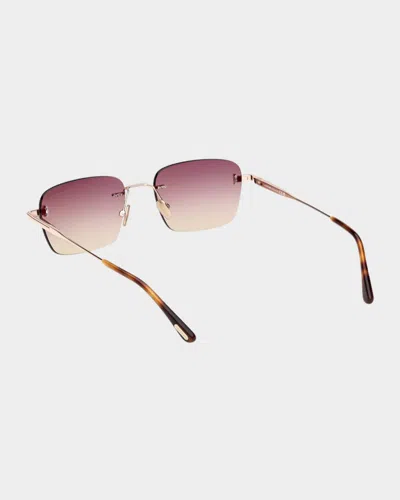 Tom Ford Jake 54mm Gradient Rectangular Sunglasses In Gold