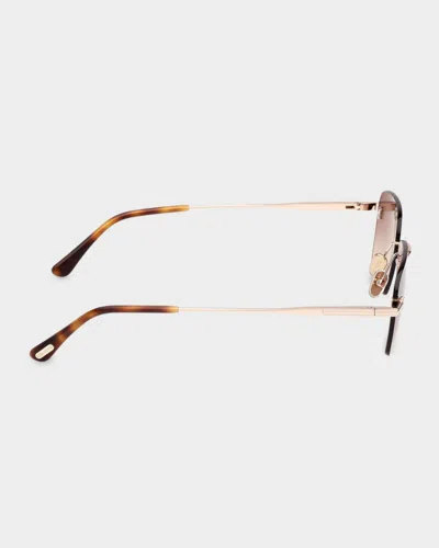 Tom Ford Jake 54mm Gradient Rectangular Sunglasses In Gold