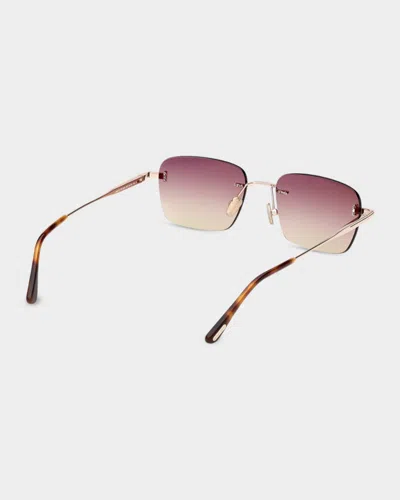 Tom Ford Jake 54mm Gradient Rectangular Sunglasses In Gold