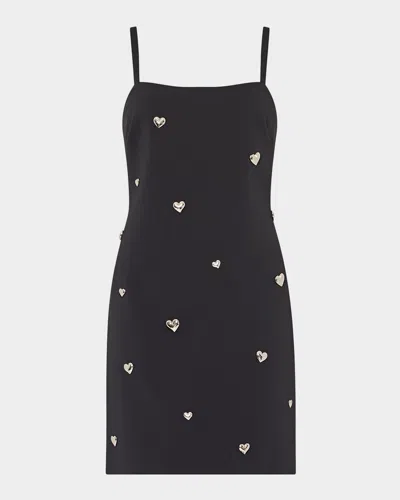 Milly Colette Heart-embellished Mini Dress In Black
