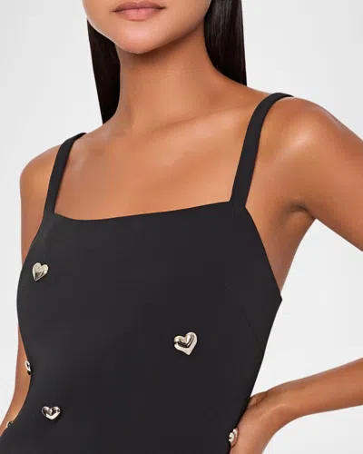 Milly Colette Heart-embellished Mini Dress In Black