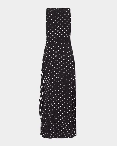 Milly Spencer Sleeveless Polka Dot Ruffle Maxi Dres In Black