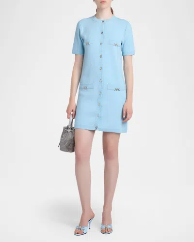 Versace Opera Bow Patent Mules 85 Mm 1vd6v-95 Pastel Blue