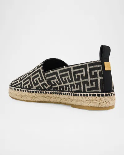 Balmain Men Espadrilles With Monogram Jacquard In Black