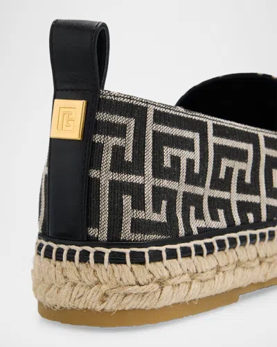 Balmain Men Espadrilles With Monogram Jacquard In Black