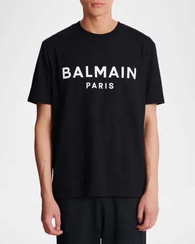 Balmain Black Cotton Crewneck T-shirt With Logo